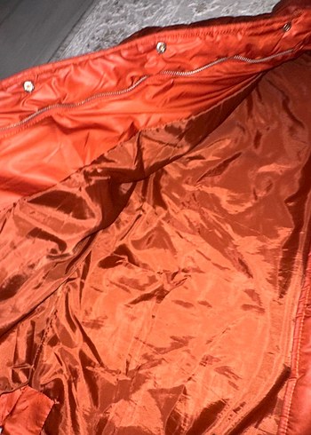 Düğmeli Turuncu Midi Kadın Mont - Görsel 8