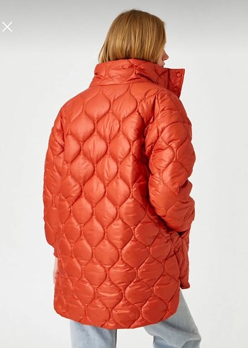 Düğmeli Turuncu Midi Kadın Mont - Görsel 4