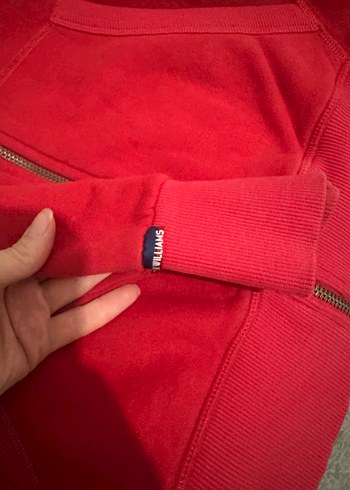 Fermuarlı Kırmızı Sweatshirt - Görsel 5