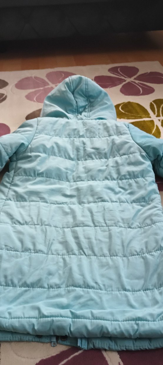 Mavi Kapüşonlu Kışlık Mont 9/10 yaş - Görsel 4