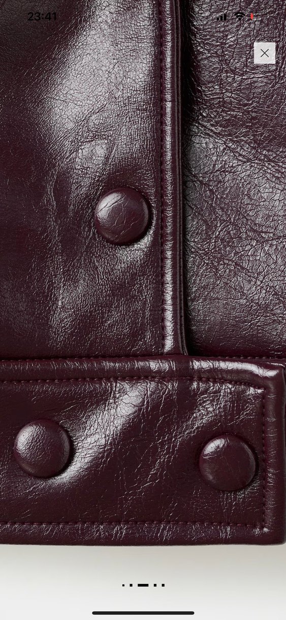 Bordo Deri Kürklü Midi Ceket - Görsel 4