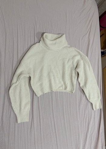 LCW Vision Beyaz Balıkçı Yaka Uzun Kollu Crop Kazak - Görsel 2