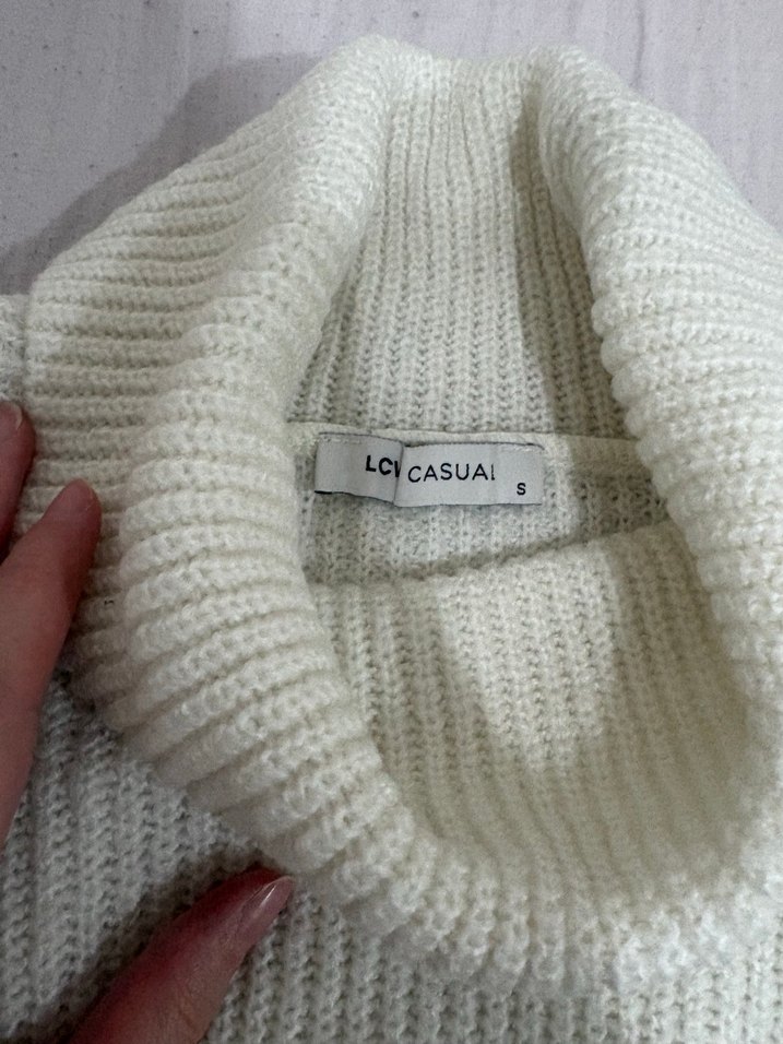 LCW Vision Beyaz Balıkçı Yaka Uzun Kollu Crop Kazak - Görsel 3