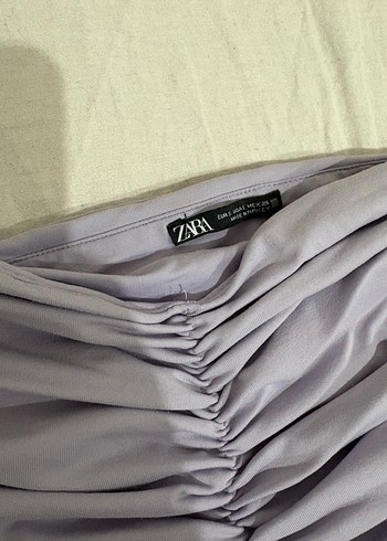 Drapeli Straplez Uzun Mor Elbise - Görsel 3