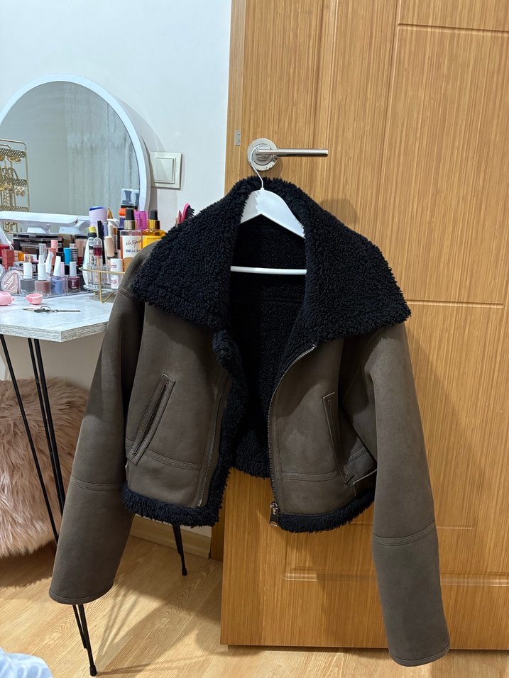 Kahverengi Kürklü Deri Kadın Ceket - Görsel 4