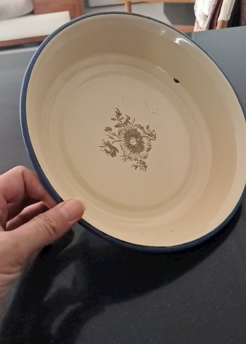  Beden Koyu Mavi Kenarlı Seramik Tabak