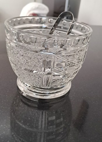 Vintage Desenli Kesme Cam Şekerlik