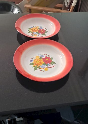 Vintage Dönem Emaye Metal Tabak [2 adet]