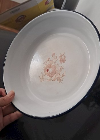  Beden beyaz Renk Vintage Beyaz Derin Emaye Tabak 22 cm çapında