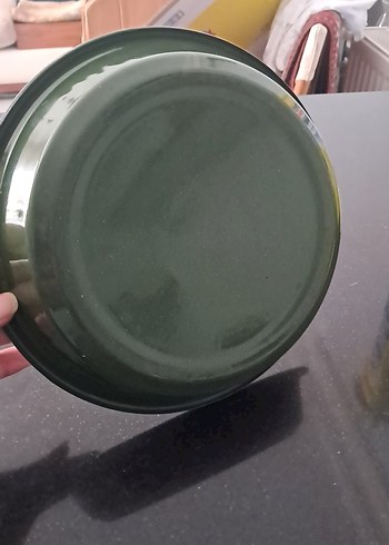  Beden Vintage Beyaz Derin Emaye Tabak 22 cm çapında