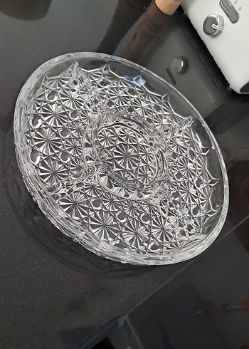 Vintage Avrupa 5 Bölmeli Cam Sunum Tabağı. 25 cm - Görsel 2