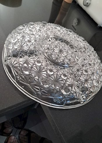 Vintage Avrupa 5 Bölmeli Cam Sunum Tabağı. 25 cm - Görsel 3