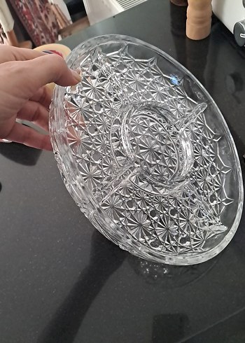Vintage Avrupa 5 Bölmeli Cam Sunum Tabağı. 25 cm - Görsel 6