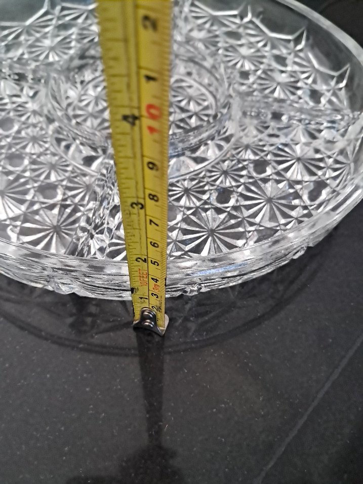 Vintage Avrupa 5 Bölmeli Cam Sunum Tabağı. 25 cm - Görsel 5