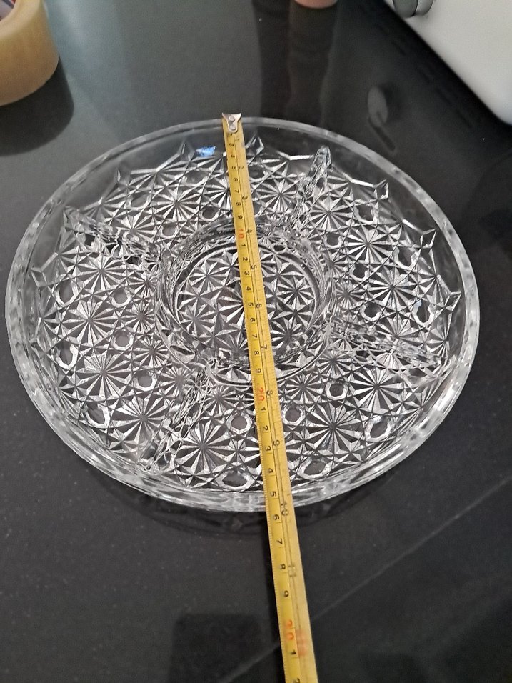 Vintage Avrupa 5 Bölmeli Cam Sunum Tabağı. 25 cm - Görsel 4