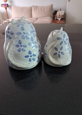 Vintage England Seramik Sanatçı imzali Obez Kedi Ailesi. - Görsel 3