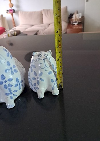 Vintage England Seramik Sanatçı imzali Obez Kedi Ailesi. - Görsel 7