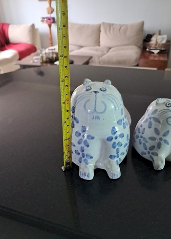 Vintage England Seramik Sanatçı imzali Obez Kedi Ailesi. - Görsel 6