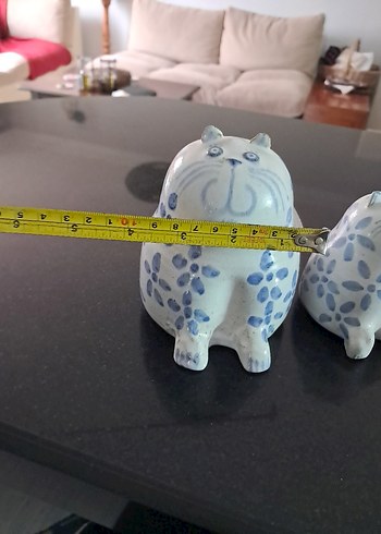 Vintage England Seramik Sanatçı imzali Obez Kedi Ailesi. - Görsel 8