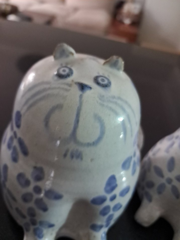 Vintage England Seramik Sanatçı imzali Obez Kedi Ailesi. - Görsel 2