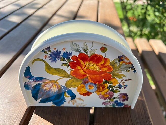 Diğer DEFOLU Mackenzie Childs Napkin Holder White Flower Market