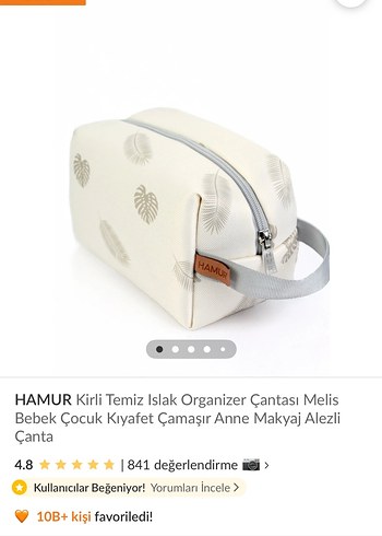 HAMUR Beyaz Pamuklu Makyaj ve Organizer Çanta