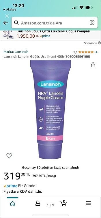 Lansinoh Gogus Kremi
