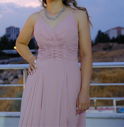 DORİDORCA PEMBE ABİYE ELBİSE