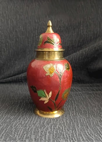 Vintage Kapaklı Pirinç Urna - Görsel 4