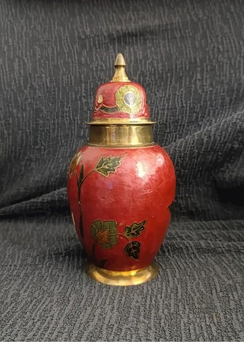 Vintage Kapaklı Pirinç Urna - Görsel 6