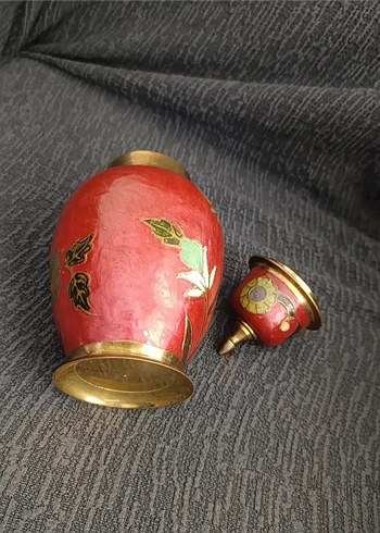 Vintage Kapaklı Pirinç Urna - Görsel 5