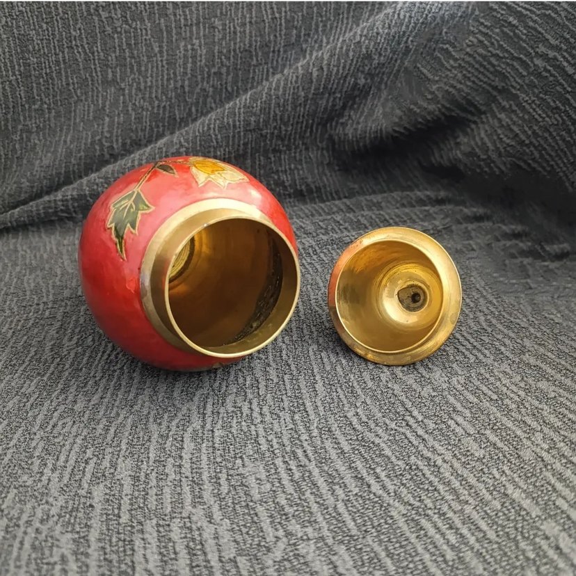 Vintage Kapaklı Pirinç Urna - Görsel 2