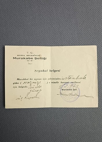 1943 Senesi Seyahat Belgesi 