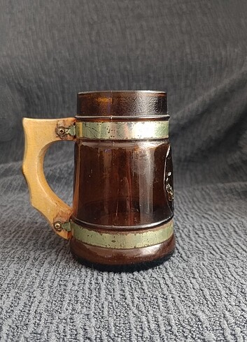 Vintage... Koleksiyonluk Ahşap Kuplu Cam Bardak 