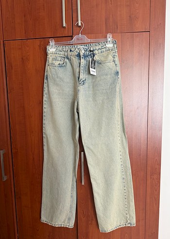 Kadın Yıkamalı Bol Kesim Denim Pantolon