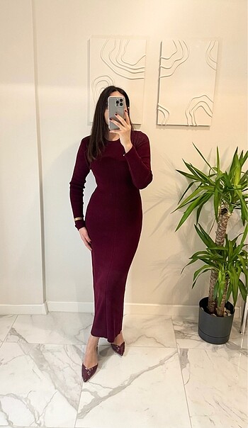Diğer BORDO TRİKO ELBİSE