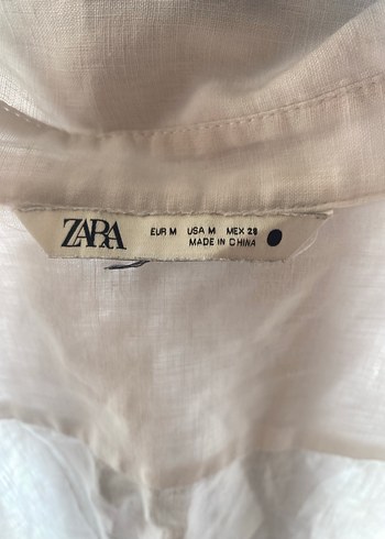 m Beden beyaz Renk Zara Beyaz Keten Bol Kesim gömlek