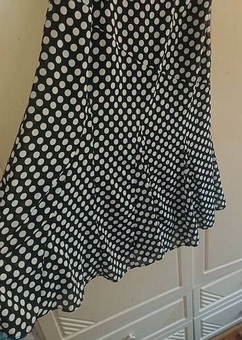 Siyah Puantiyeli Pileli elbise - Görsel 6