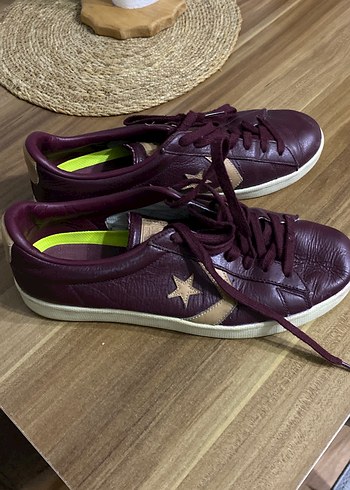 Bordo Deri Bağcıklı Kadın Spor Ayakkabı
