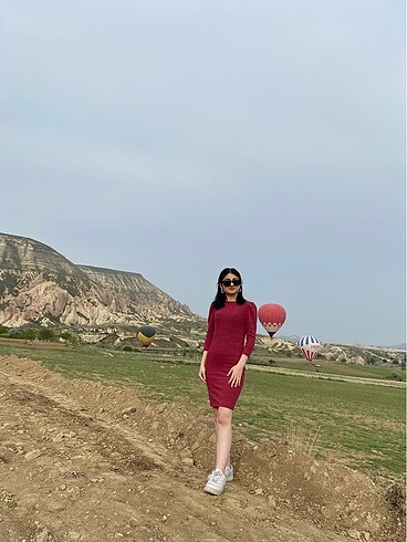 s Beden bordo Renk Elbise