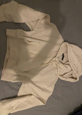 Bej Zara Kadın Kapüşonlu Sweatshirt