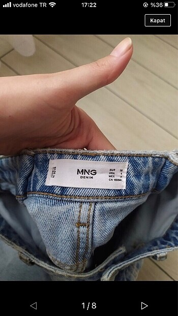 36 Beden mavi Renk Mango jean