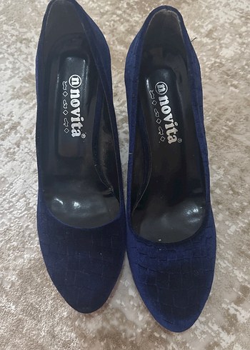 Klasik Mavi Topuklu Kadın Stiletto