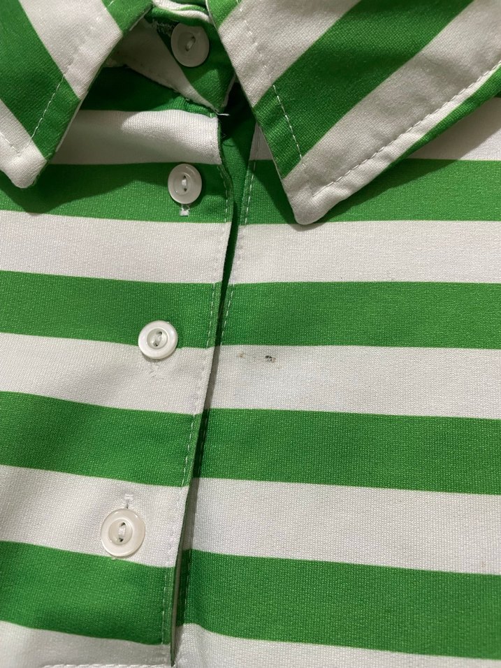 Yeşil Çizgili Uzun Kollu Kadın Gömlek - Görsel 3