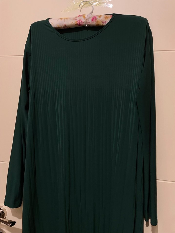 Kadın Yeşil Uzun Kollu Piliseli Tunik - Görsel 2