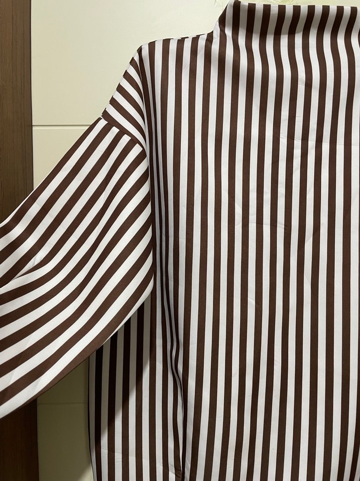 Kadın Kahverengi Çizgili Uzun Kollu Bluz - Görsel 2