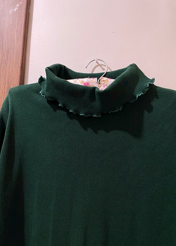 Yeşil Uzun Kollu Piliseli Elbise triko - Görsel 3