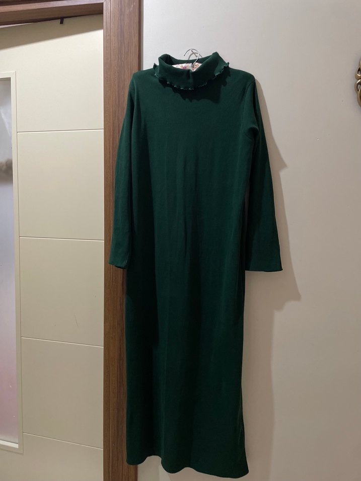 Yeşil Uzun Kollu Salaş Kadın Elbise sifirdir - Görsel 3