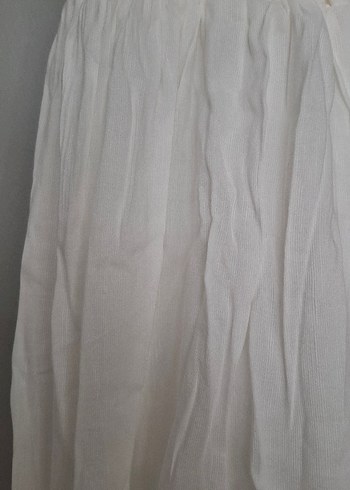 Beyaz Keten Bohem Uzun Elbise - Görsel 2