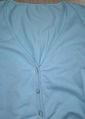Mavi  Düğmeli Kadın Hırka - Görsel 2